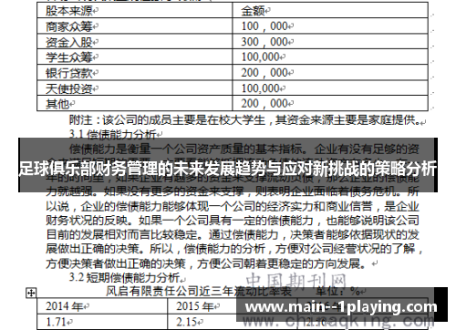 足球俱乐部财务管理的未来发展趋势与应对新挑战的策略分析 足球俱乐部财务管理的未来发展趋势与应对新挑战的策略分析
