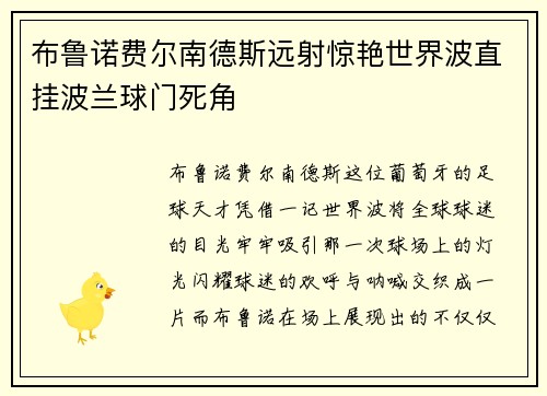 布鲁诺费尔南德斯远射惊艳世界波直挂波兰球门死角 布鲁诺费尔南德斯远射惊艳世界波直挂波兰球门死角